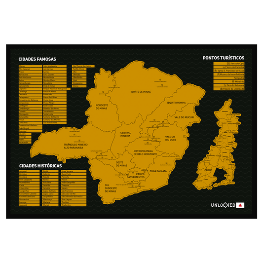 Mapa de Minas Gerais de Raspar | Unlocked | 82 x 60 centímetros