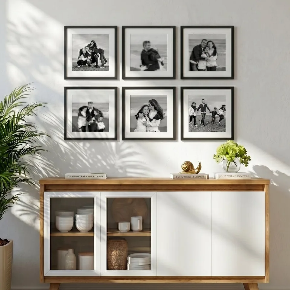 Quadro Galeria de Parede Personalizado — 20x20 cm - Moldura Preta Simples