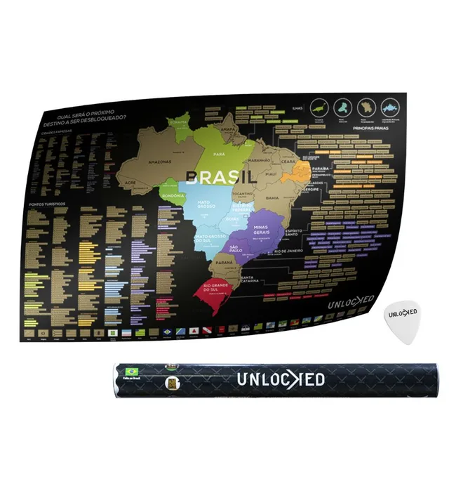 Mapa do Brasil de Raspar | Unlocked — Grande 94x60 cm