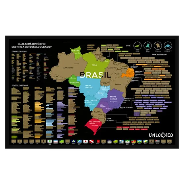 Mapa do Brasil de Raspar | Unlocked — Grande 94x60 cm