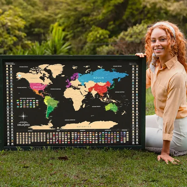 Mapa Mundi de Raspar | Unlocked — Grande 94x60 cm