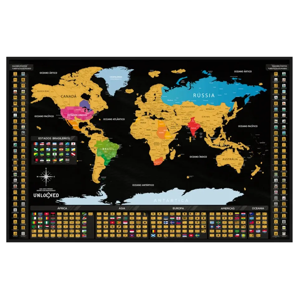 Mapa Mundi de Raspar | Unlocked — Grande 94x60 cm