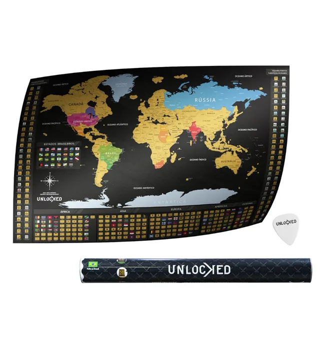 Mapa Mundi de Raspar | Unlocked — Grande 94x60 cm
